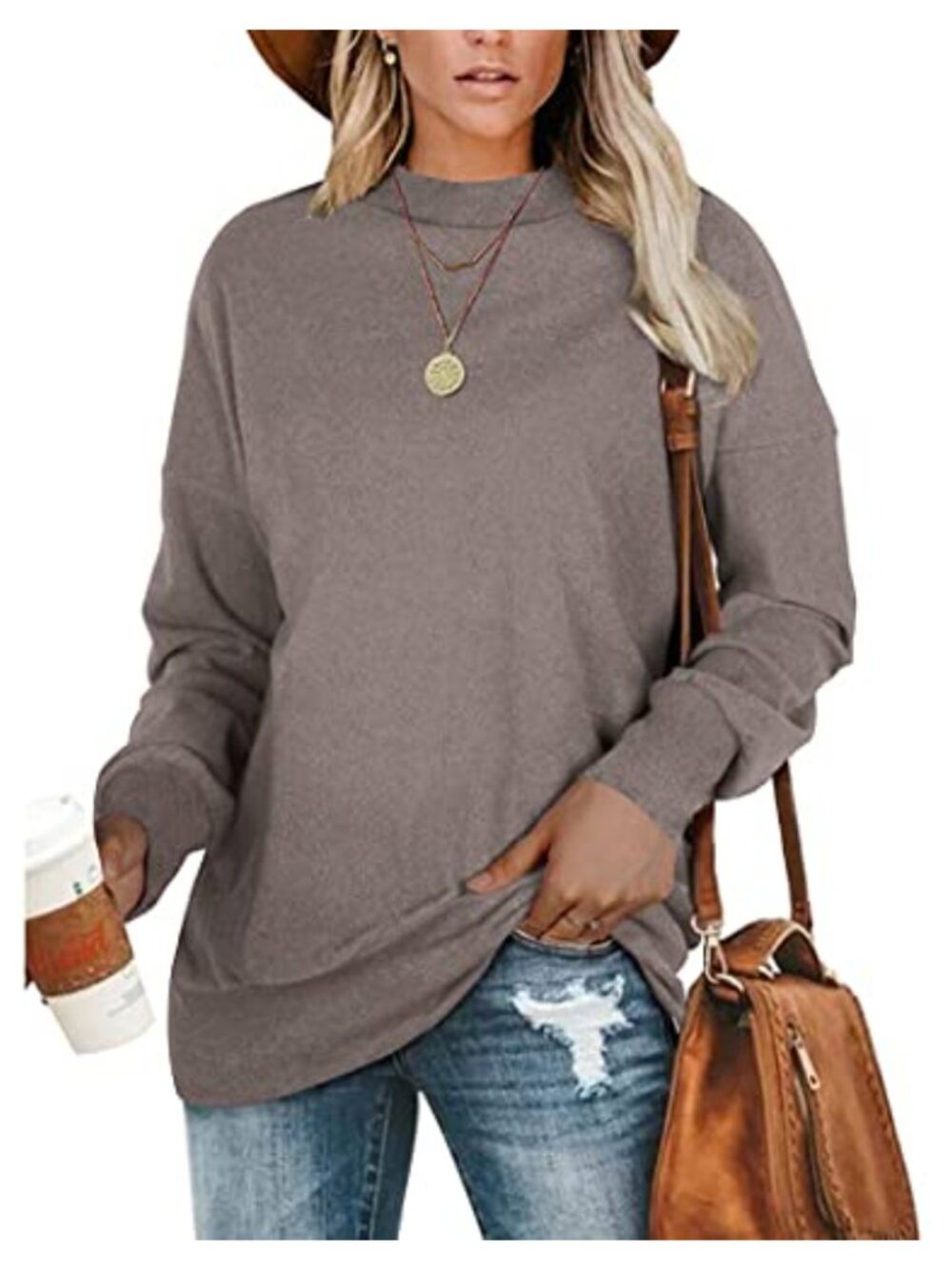 Plus Size Women's Long Sleeve Tunic Sweatshirt Pullover Loose Fit Casual